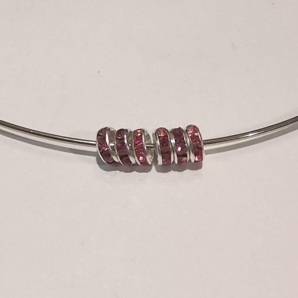 6 Pink 8mm Rondelle Spacer Beads